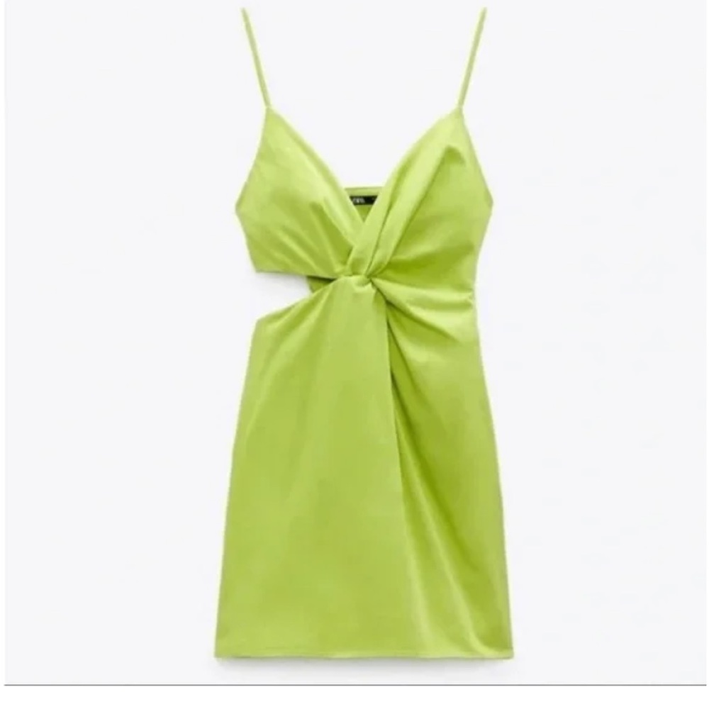 Zara lime green cutout mini dress